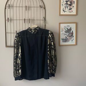 Vintage Terry Chicago Black and Gold Sheer Blouse
